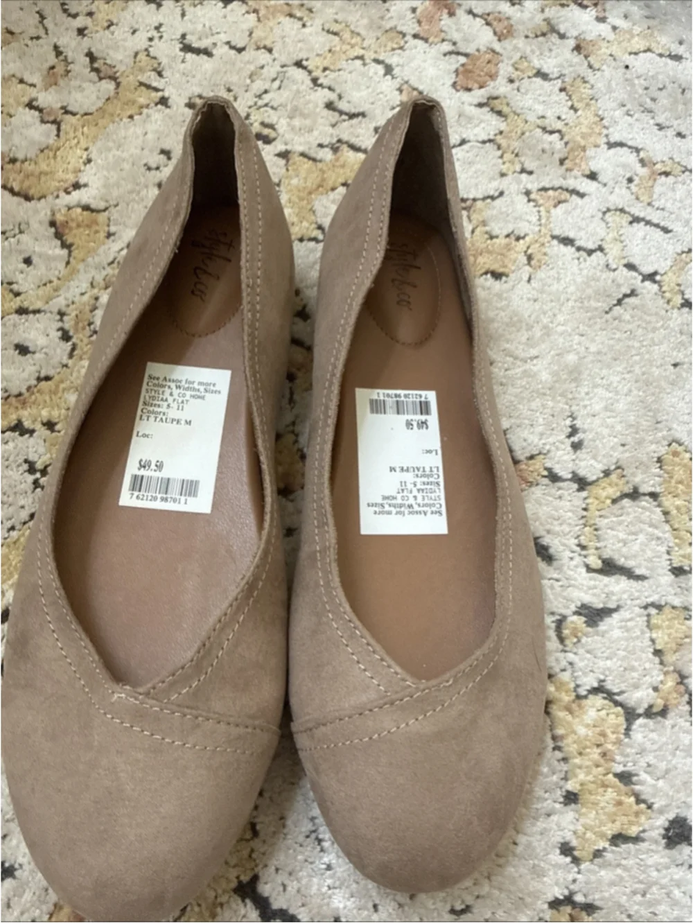 Style & Co Lydiaa Light Taupe Faux Suede Ballerina Flats Womens 8.5